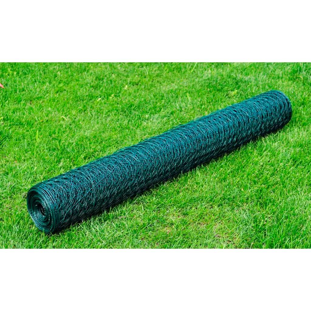 PANGIVO - Grillage à poule avec revêtement en PVC vert 25 x 0,5 m, Poids :2.42kg - PANGIVO
