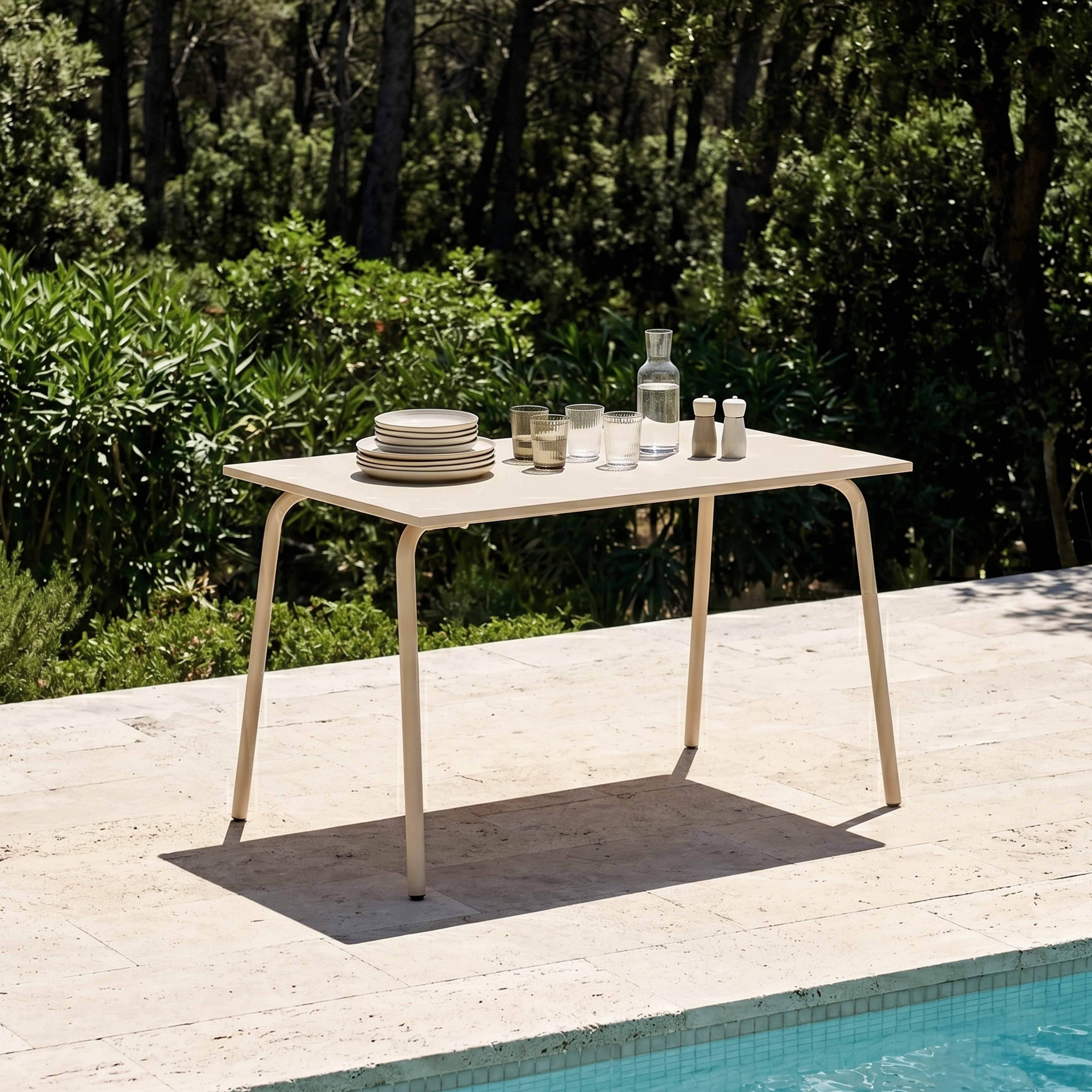 Oviala - Table de jardin en acier 120 x 70 cm ivoire  Palavas - Oviala - Imagen 2
