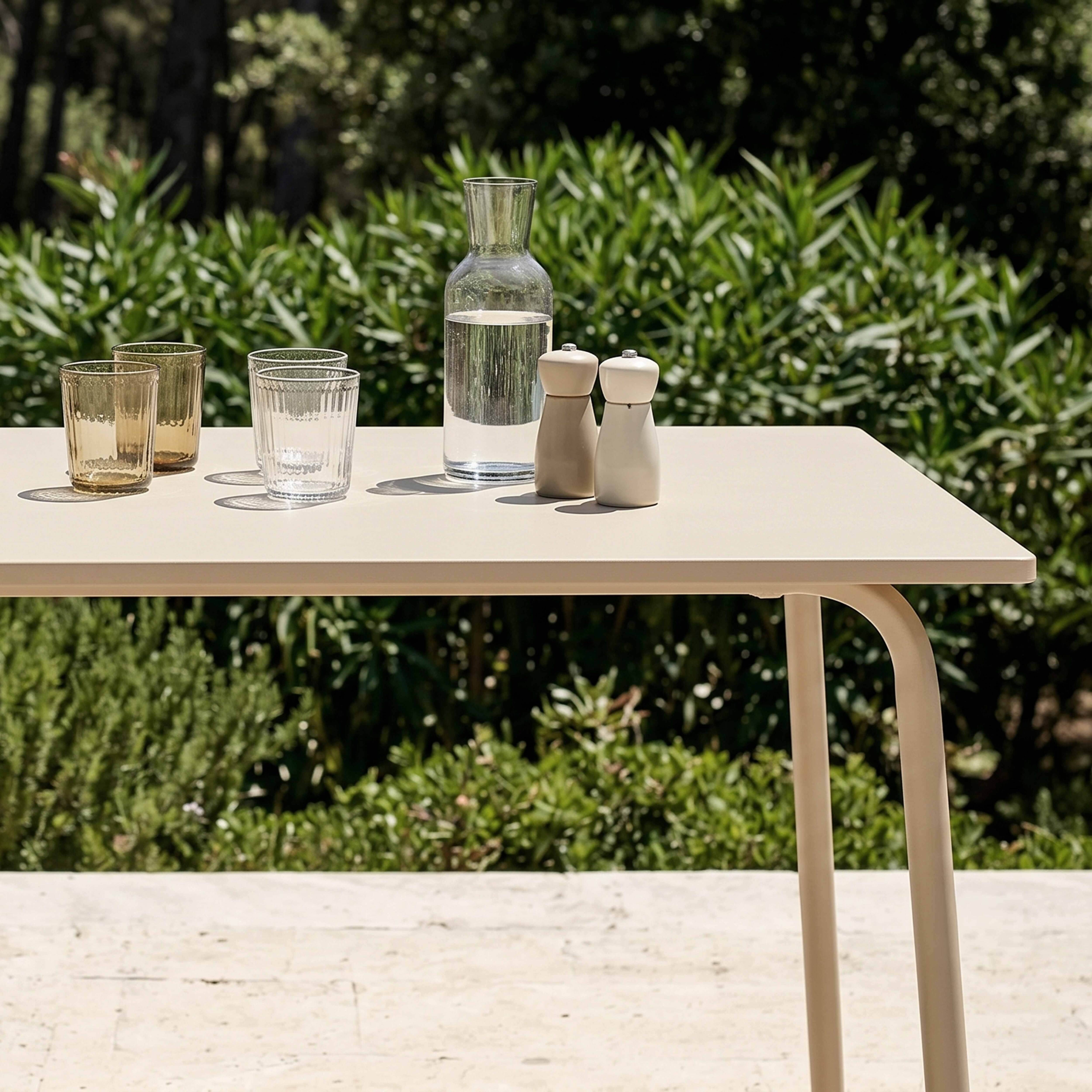 Oviala - Table de jardin en acier 120 x 70 cm ivoire Palavas - Oviala - Imagen 4