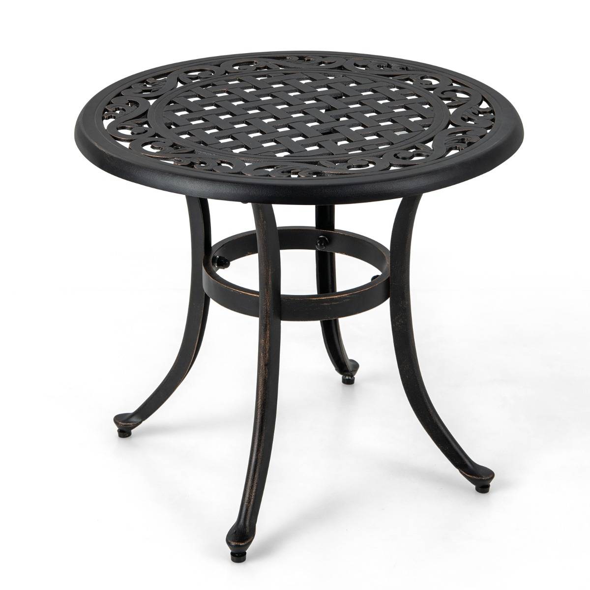 Maison Chic - Table d'Extérieure Table Basse de Jardin en Fonte d'Aluminium Repose-pieds Réglables Ronde - Image 1