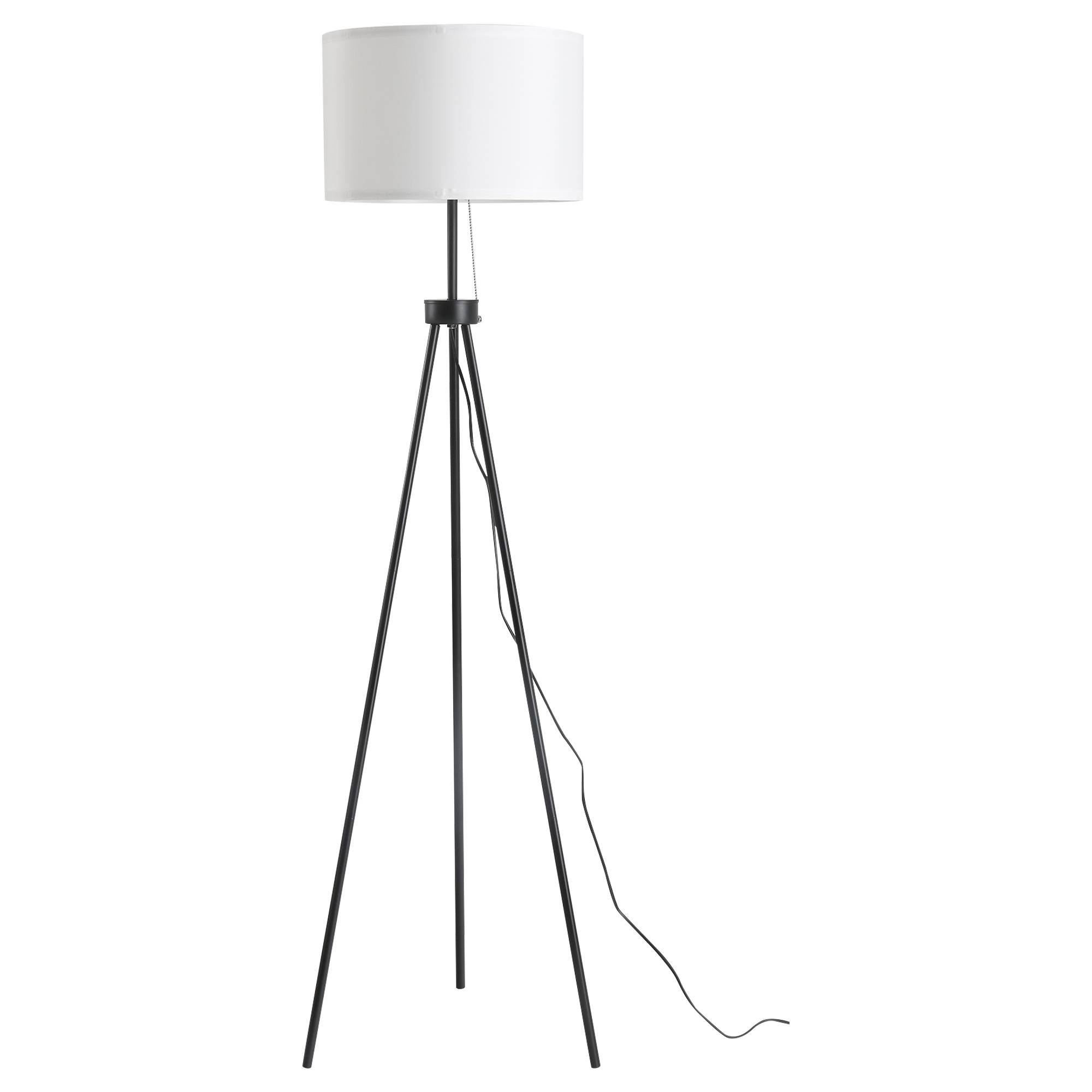 Lampadaire avec abat-jour en polyester et coton, lampe sur pied avec douille E27 pour salon, chambre, blanc, ampoule non incluse. - Image 1