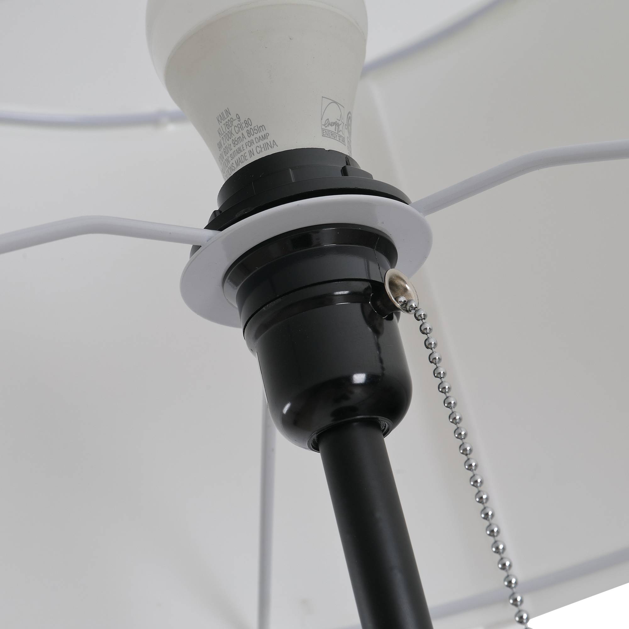 Lampadaire avec abat-jour en polyester et coton, lampe sur pied avec douille E27 pour salon, chambre, blanc, ampoule non incluse. - Image 9
