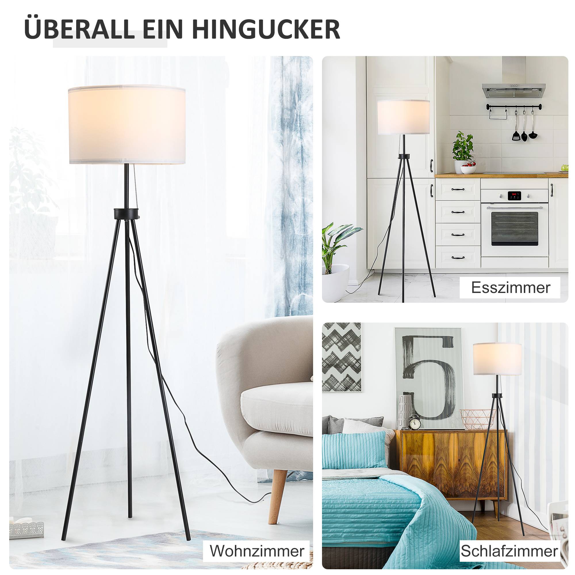 Lampadaire avec abat-jour en polyester et coton, lampe sur pied avec douille E27 pour salon, chambre, blanc, ampoule non incluse. - Image 6