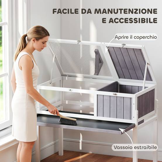 Enclos Tortue Surélevé Bois Intérieur Tiroir Coulissant 104x82cm Gris - ComfortXL Outdoor Living - Image 7