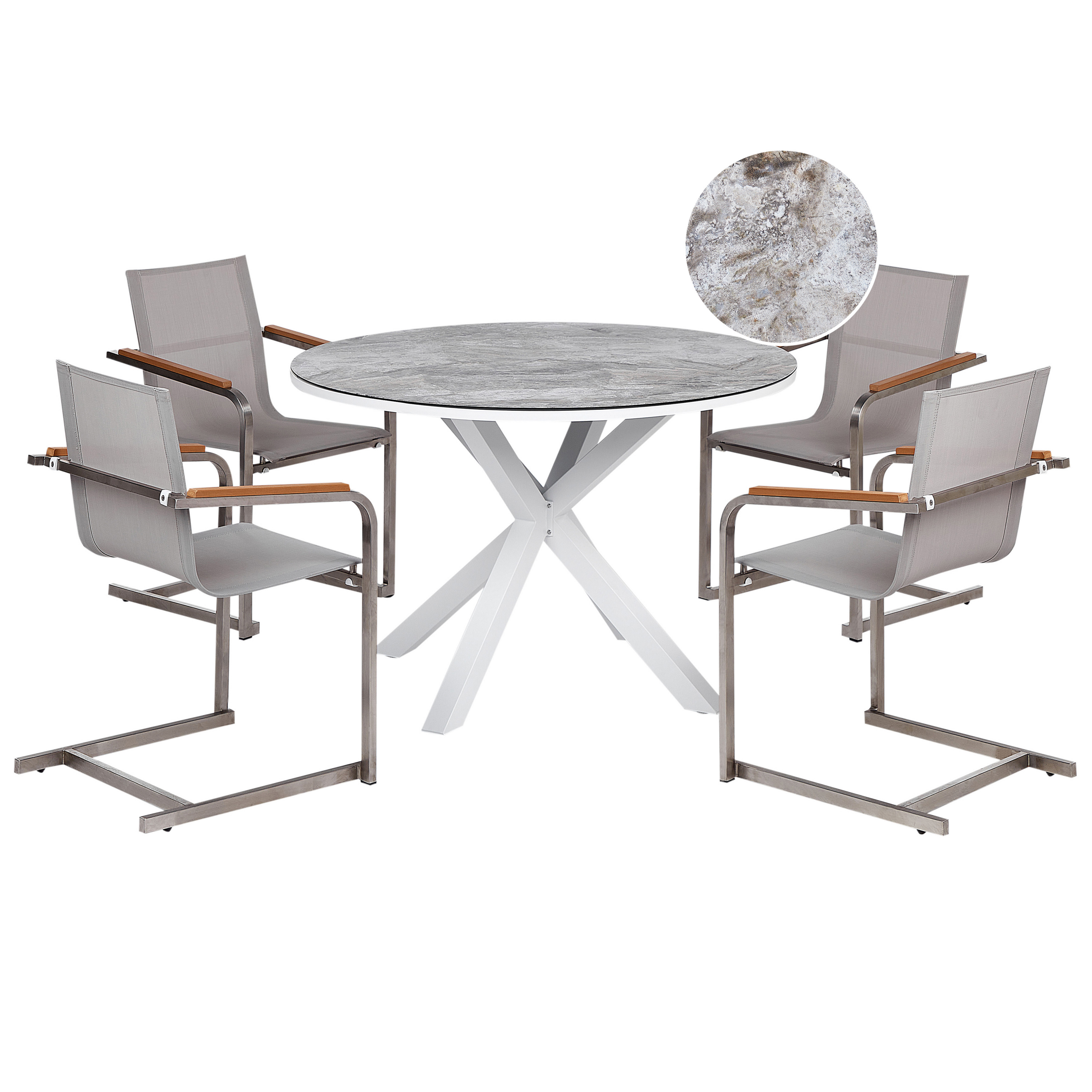Beliani - Set de salle à manger Aluminium Marbre blanc MALETTO/COSOLETO Beliani - Imagen 1