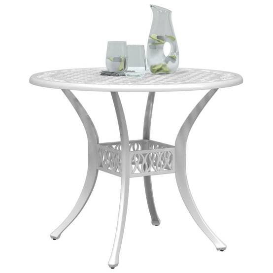 Table de jardin aluminium coulé blanc Ø90 x 75 cm - PANGIVO - Image 4