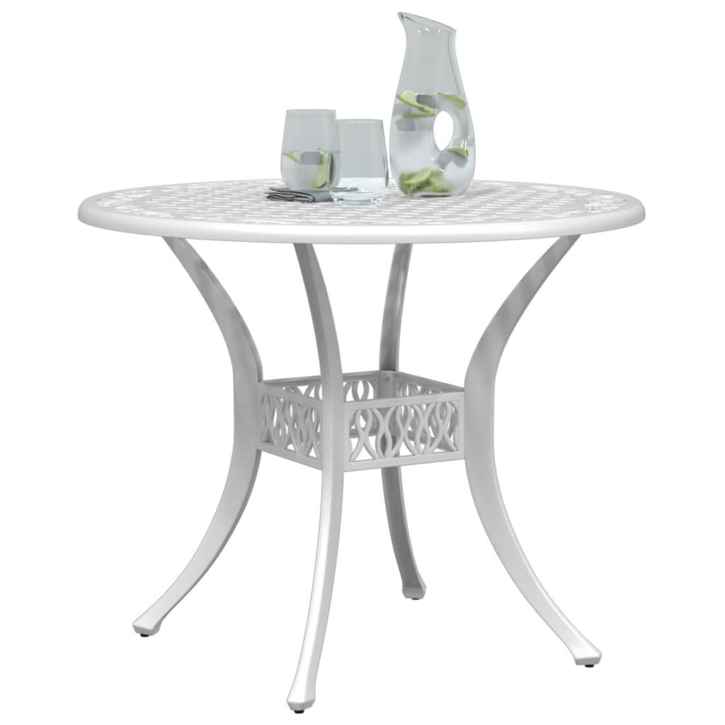 Table de jardin aluminium coulé blanc Ø90 x 75 cm - PANGIVO - Image 4