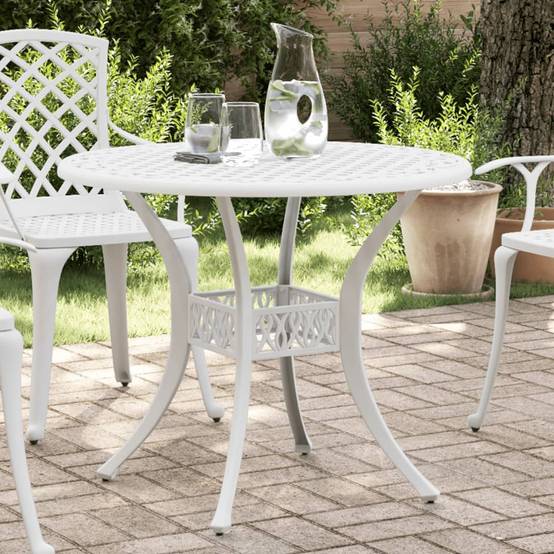 Table de jardin aluminium coulé blanc Ø90 x 75 cm - PANGIVO - Image 1