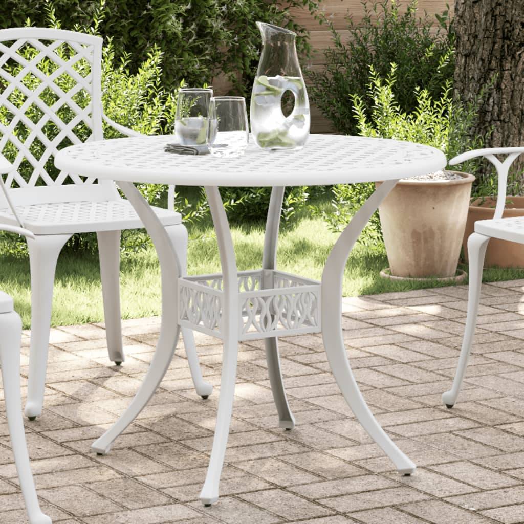 PANGIVO - Table de jardin aluminium coulé blanc Ø90 x 75 cm - PANGIVO