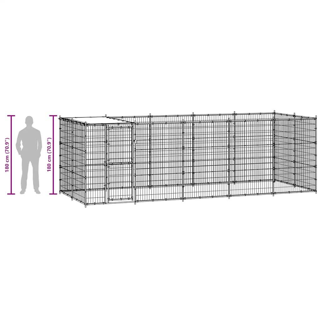 Vidaxl - Chenil extérieur Acier galvanisé avec toit 12,1 m² vidaXL 3082304 - Imagen 8