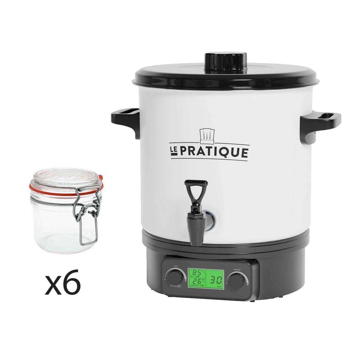 LE PRATIQUE - Stérilisateur automatique en émail écran LCD avec 6 bocaux Stérilisateur + 6 bocaux de 200 ml - Imagen 1