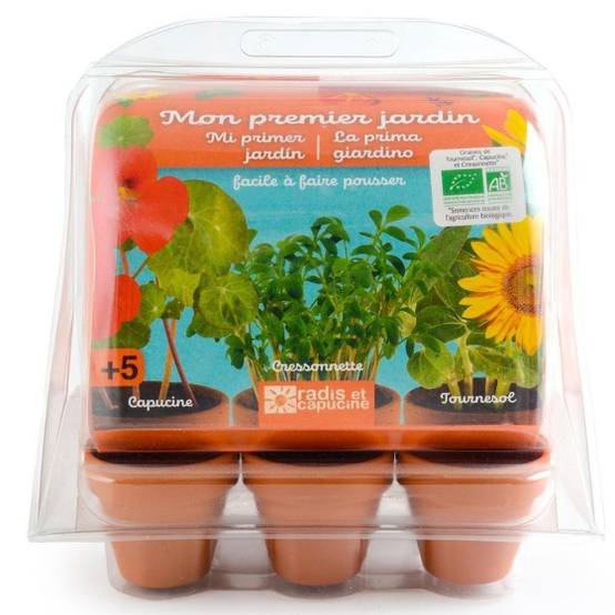 Radis et Capucine - Radis et Capucine - Mini serre 6 pots PET - Premier jardin - Image 1