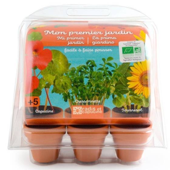 Radis et Capucine - Radis et Capucine - Mini serre 6 pots PET - Premier jardin - Image 1