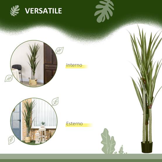 Yucca artificiel 190cm, 39 feuilles, pot PEVA/ciment - Image 7