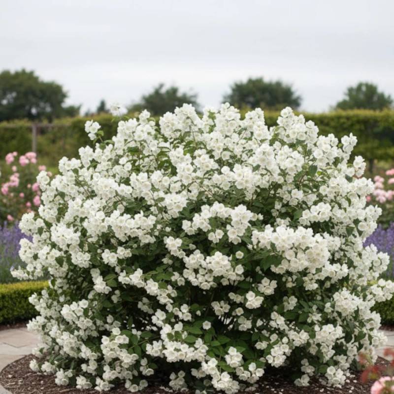 Seringat des jardins virginal, Philadelphus à fleurs Blanche - feuillage Caduc - Pot de 4L - 40/60 cm-  hauteur à maturité De 1,00 m à 1,50 m - Image 3