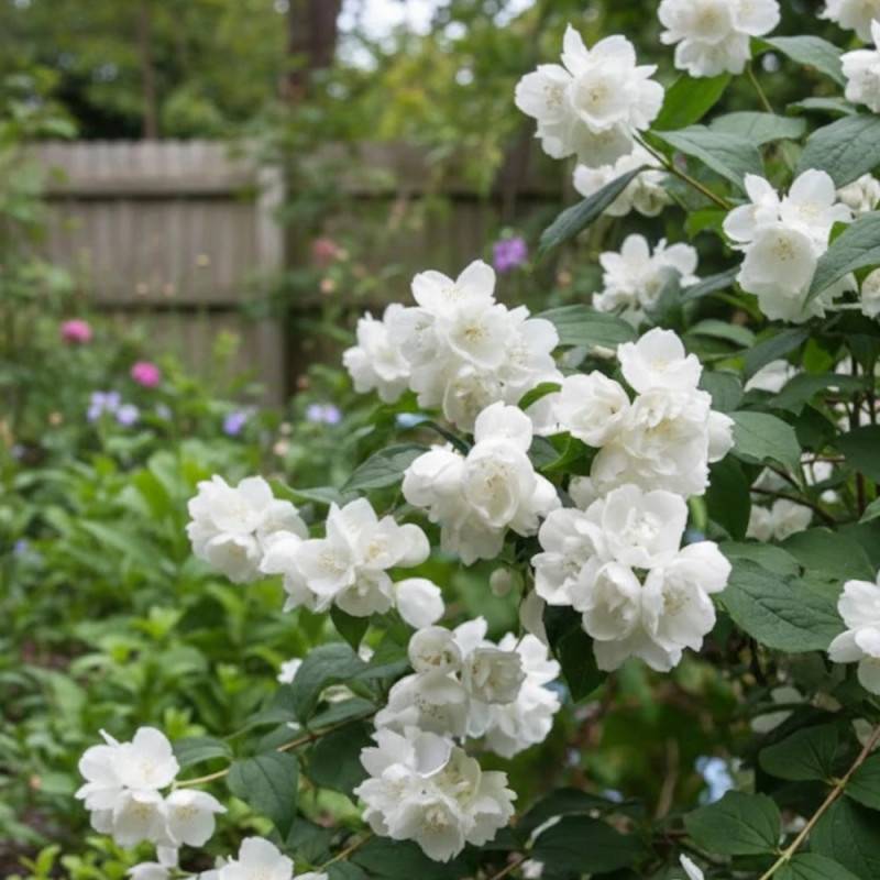 Seringat des jardins virginal, Philadelphus à fleurs Blanche - feuillage Caduc - Pot de 4L - 40/60 cm-  hauteur à maturité De 1,00 m à 1,50 m - Image 4
