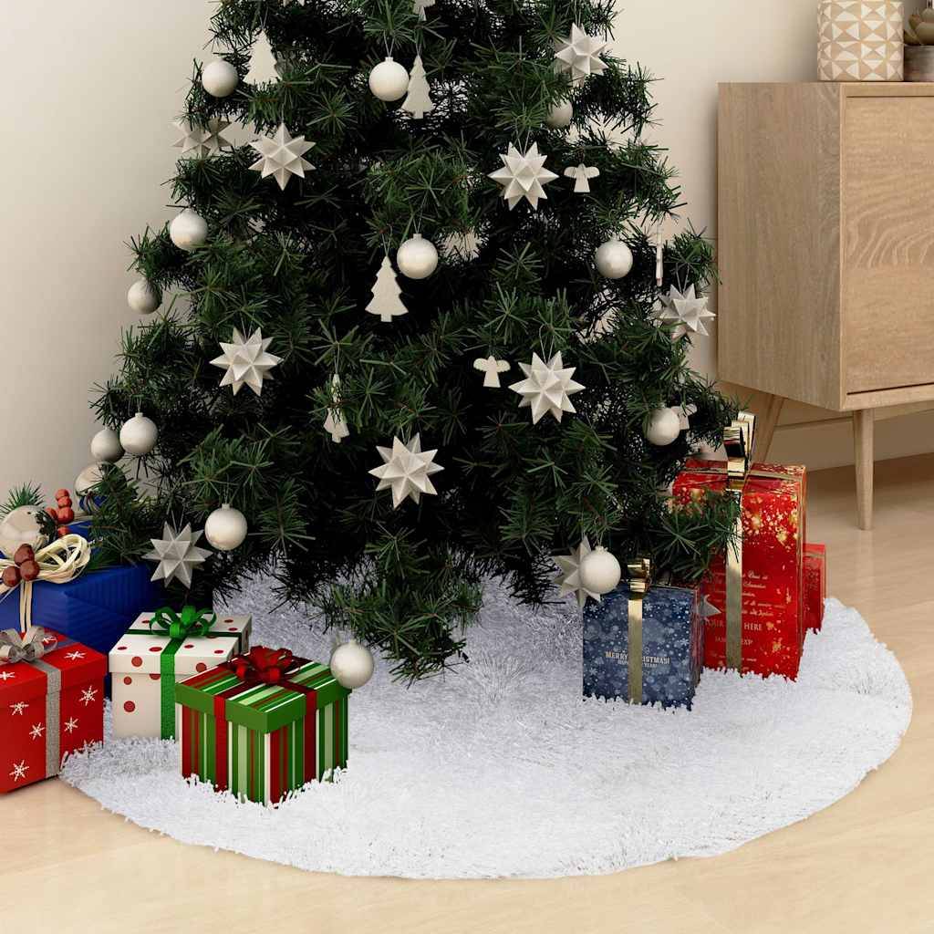 Vidaxl - Jupe de sapin de Noël-Collier de sapin de Noël-Cache pied de sapin blanche 150 cm en fausse fourrure - Image 1