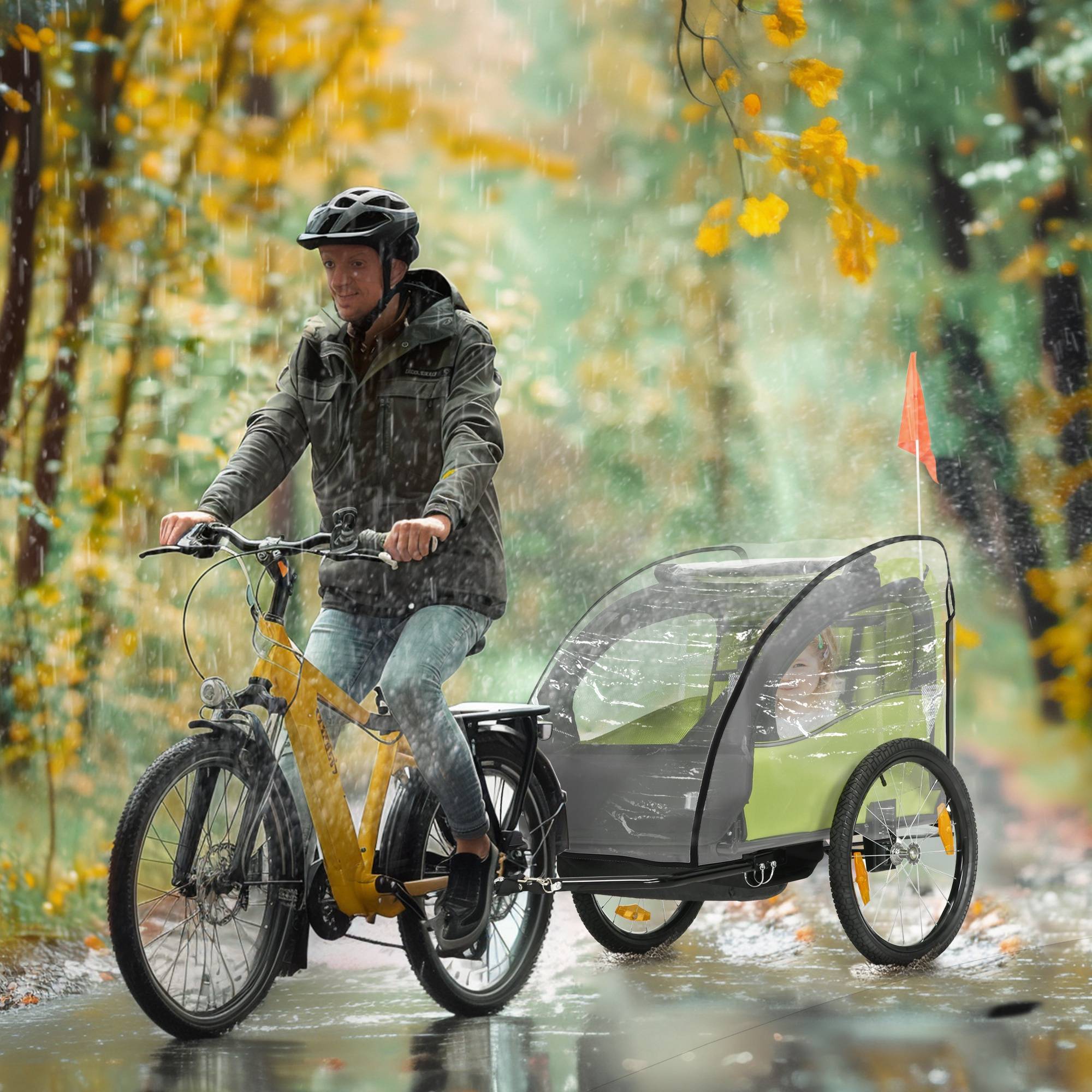 Sans Marque - Bâche pluie remorques vélo enfant fenêtre 76x61x61 cm transparente - Image 4