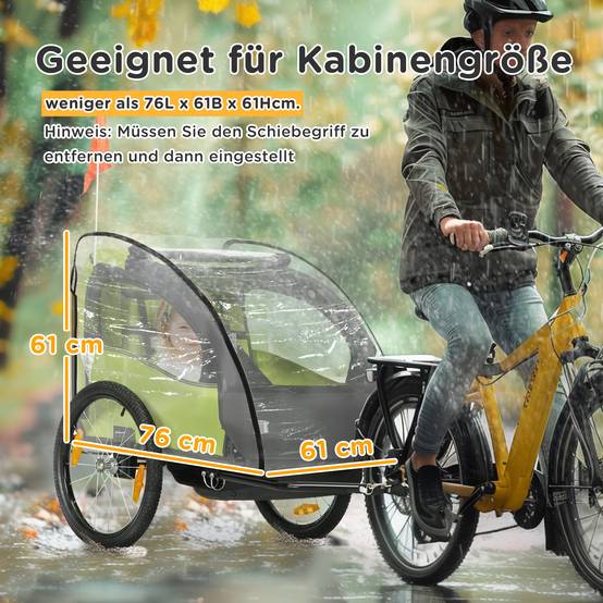 Sans Marque - Bâche pluie remorques vélo enfant fenêtre 76x61x61 cm transparente - Image 5