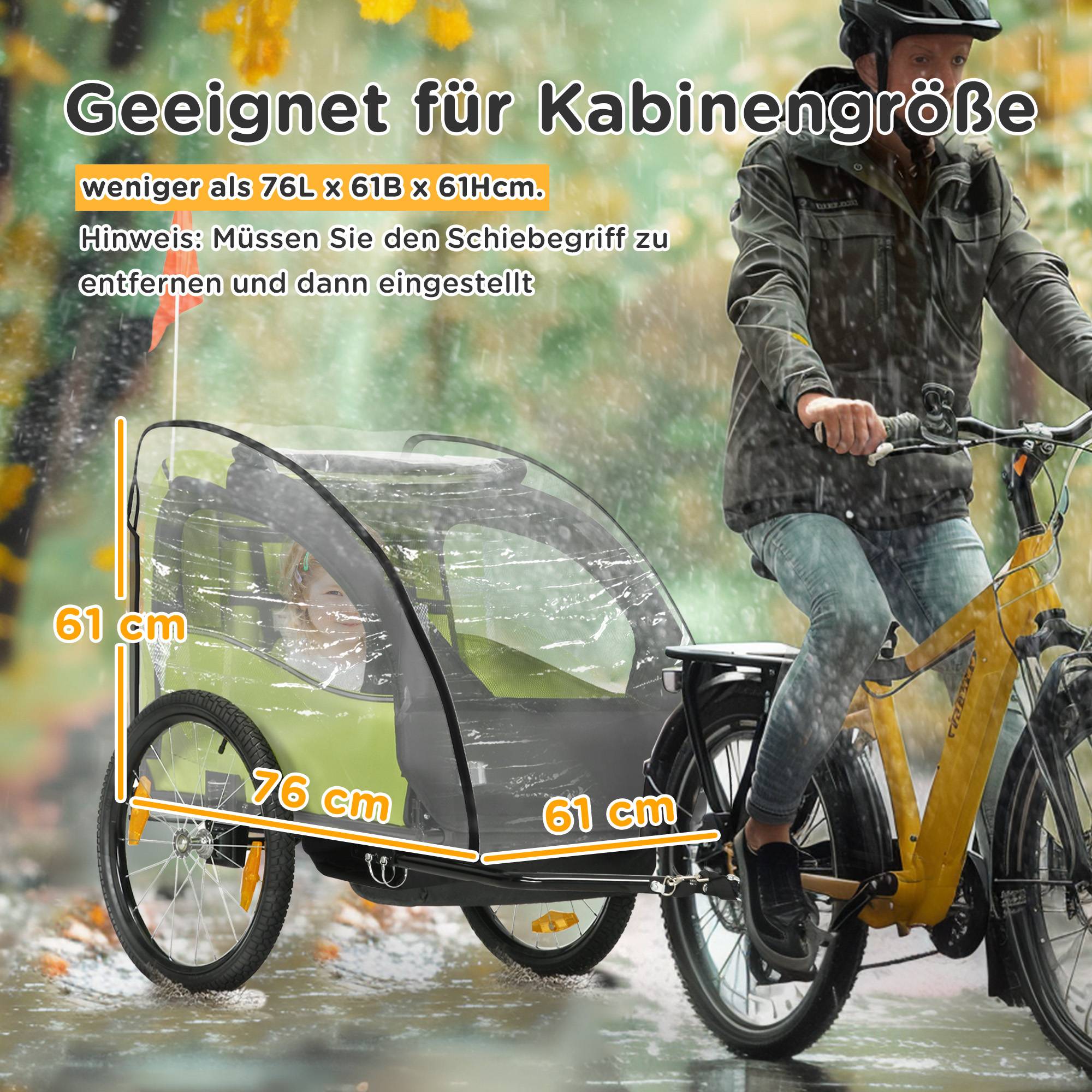 Sans Marque - Bâche pluie remorques vélo enfant fenêtre 76x61x61 cm transparente - Image 5