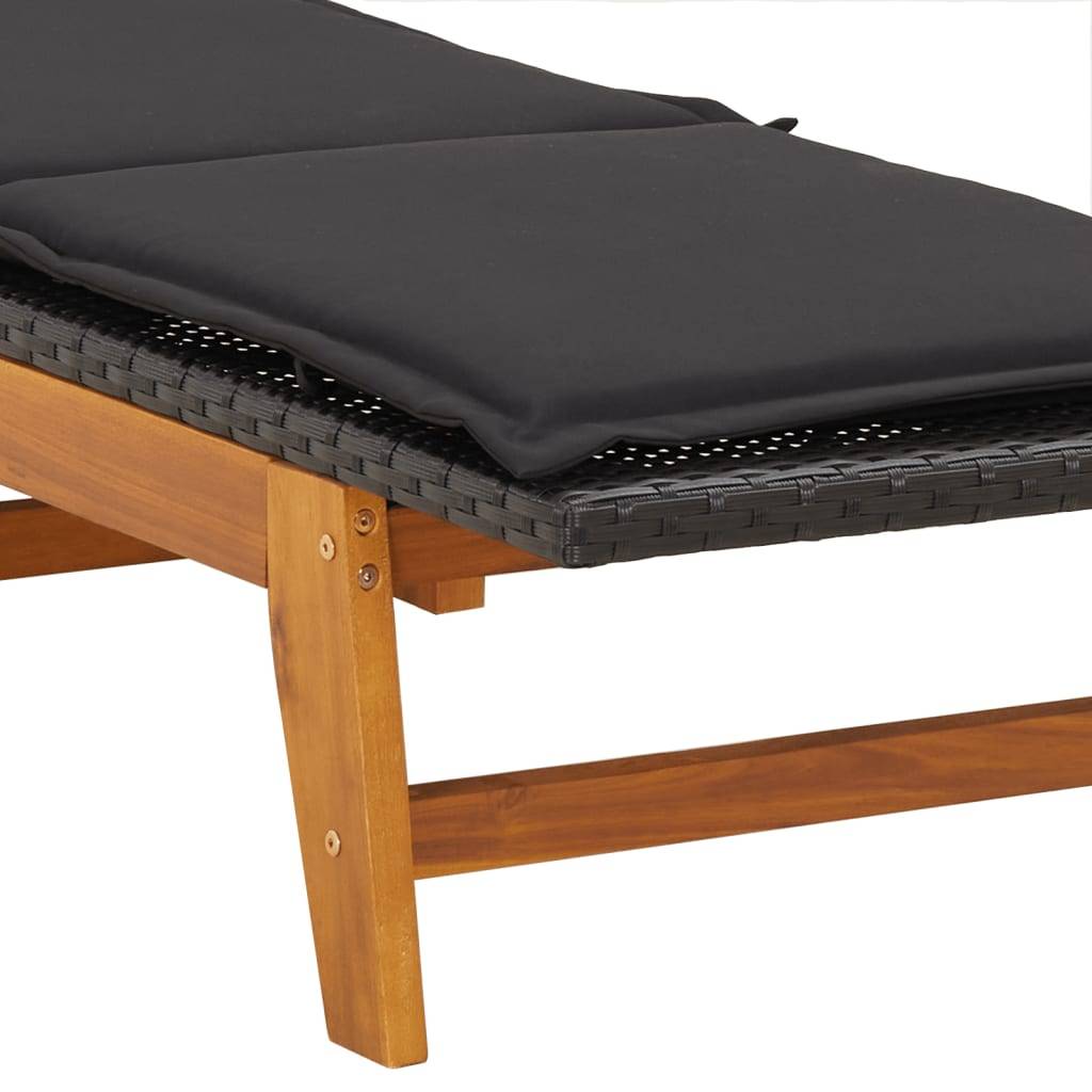 Helloshop26 - Transat chaise longue bain de soleil lit de jardin terrasse meuble d'extérieur avec coussin résine tressée/bois massif d'acacia - Imagen 6