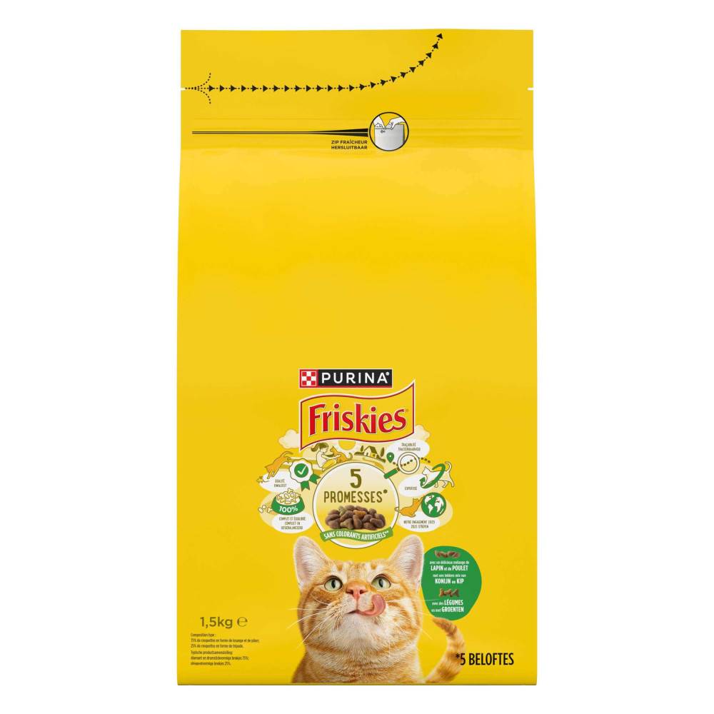 Purina One - Purina - Croquettes mélange de Lapin, Poulet avec des Légumes 1.5 KG friskies