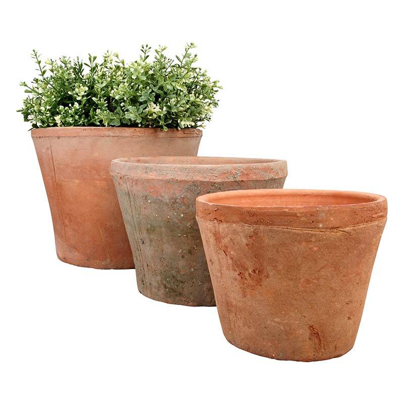 Esschert Design - Lot de 3 Pots de fleurs en Terracota Vieilli - Esschert Design