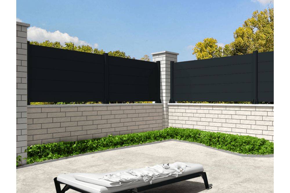 Ombrazur - Clôture panneau plein Gris anthracite L 1911 x H 1115 mm 7 lames OMBRAZUR - Imagen 2