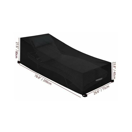 IntiMeg - Housse pour Chaise Longue de Jardin, Imperméable, Coupe-Vent, Robuste Housse de Protection Bain de Soleil, Transat (210x75x40/80cm) - Noir IntiMeg - Image 2