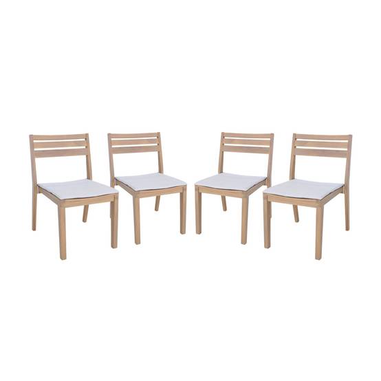 sweeek - Lot de 4 chaises de jardin beige MERINA bois d'acacia avec coussin. 52 x 55 x 81 cm | sweeek - Image 2
