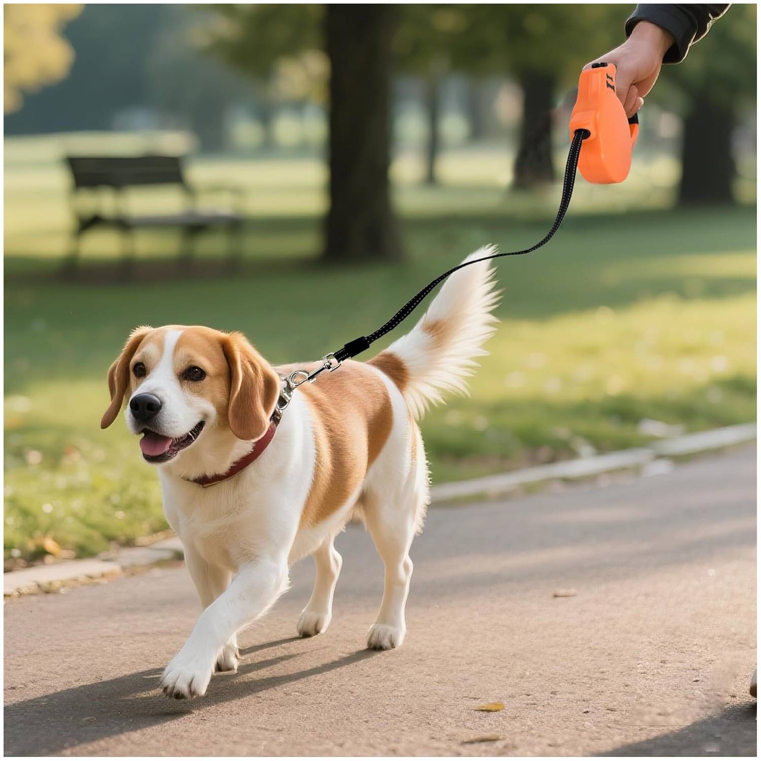 Lytech - Laisse extensible robuste pour chien 5 mètres orange sécurisée - Lytech - Image 4