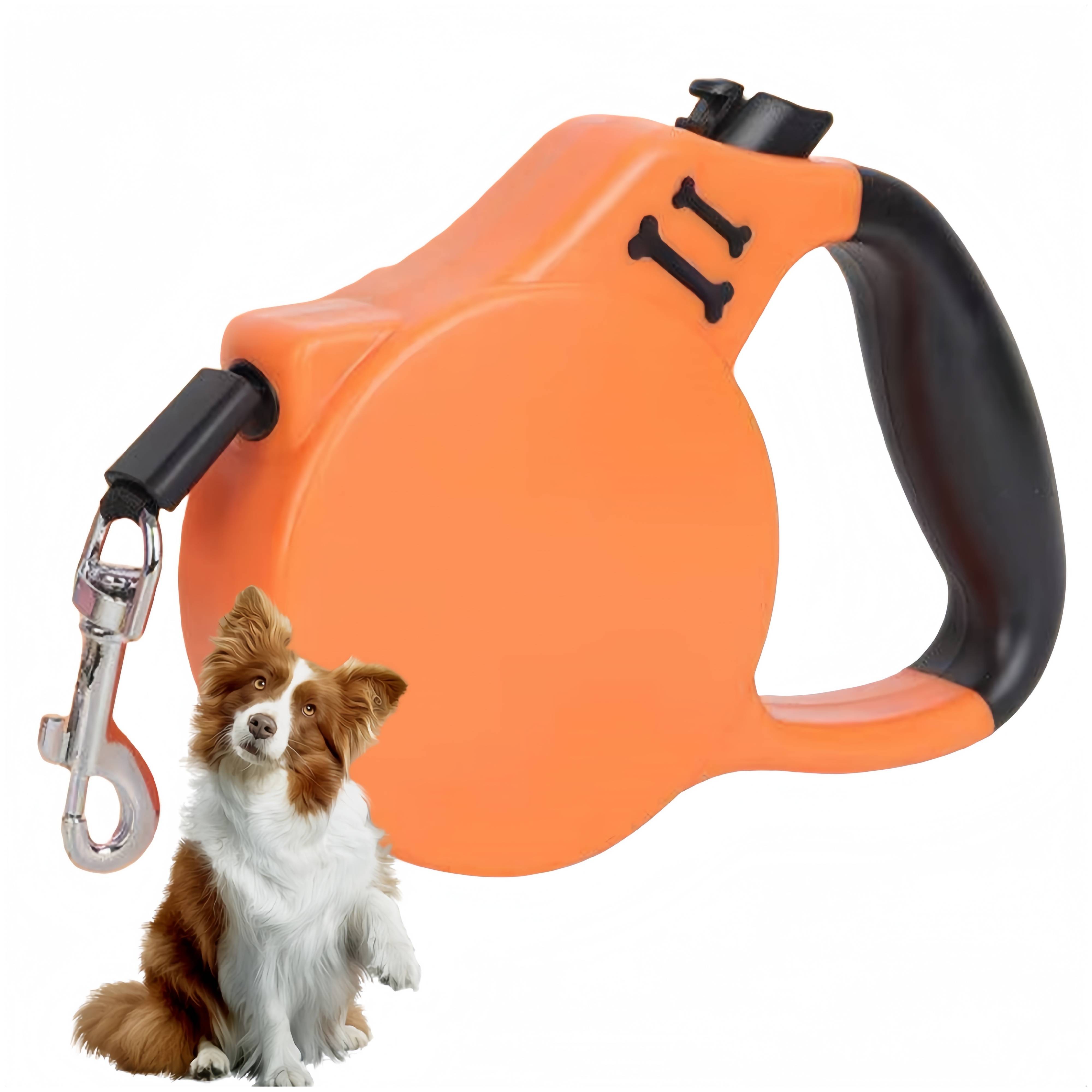 Lytech - Laisse extensible robuste pour chien 5 mètres orange sécurisée - Lytech - Image 1
