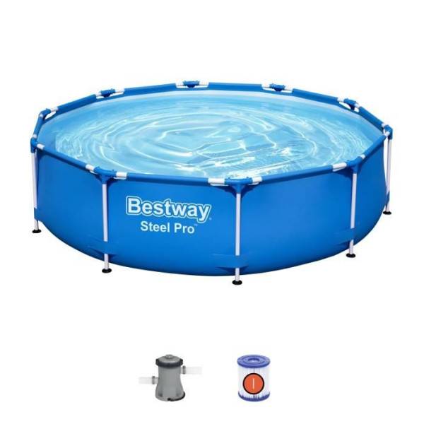 Bestway - Kit Piscine hors sol tubulaire BESTWAY - Steel Pro™ - 305 x 76 cm - Ronde (Livrée avec pompe de filtration)