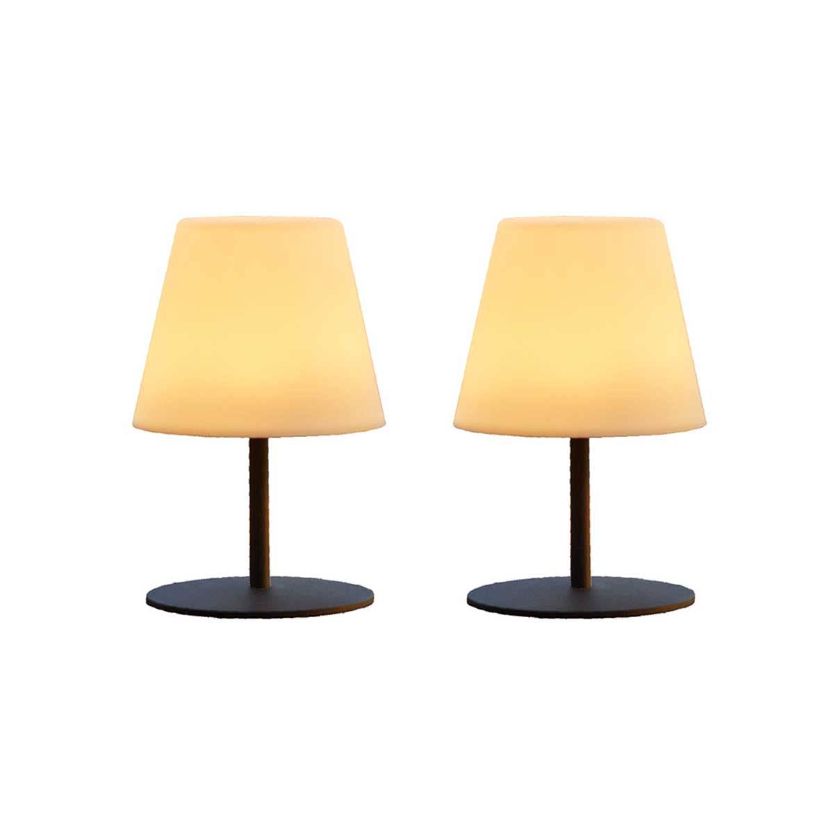 Lumisky - 2 Lampes de table sans fil TWINS Gris H16cm - Image 1