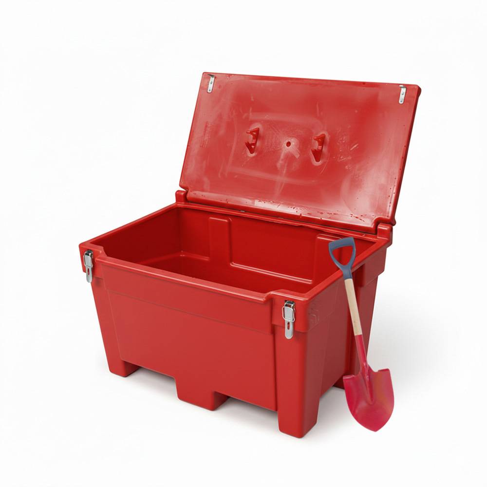 Bac à sable incendie/ à sel de déneigement 200l+grenouilleres+pelle-plast'up rotomoulage - Imagen 1
