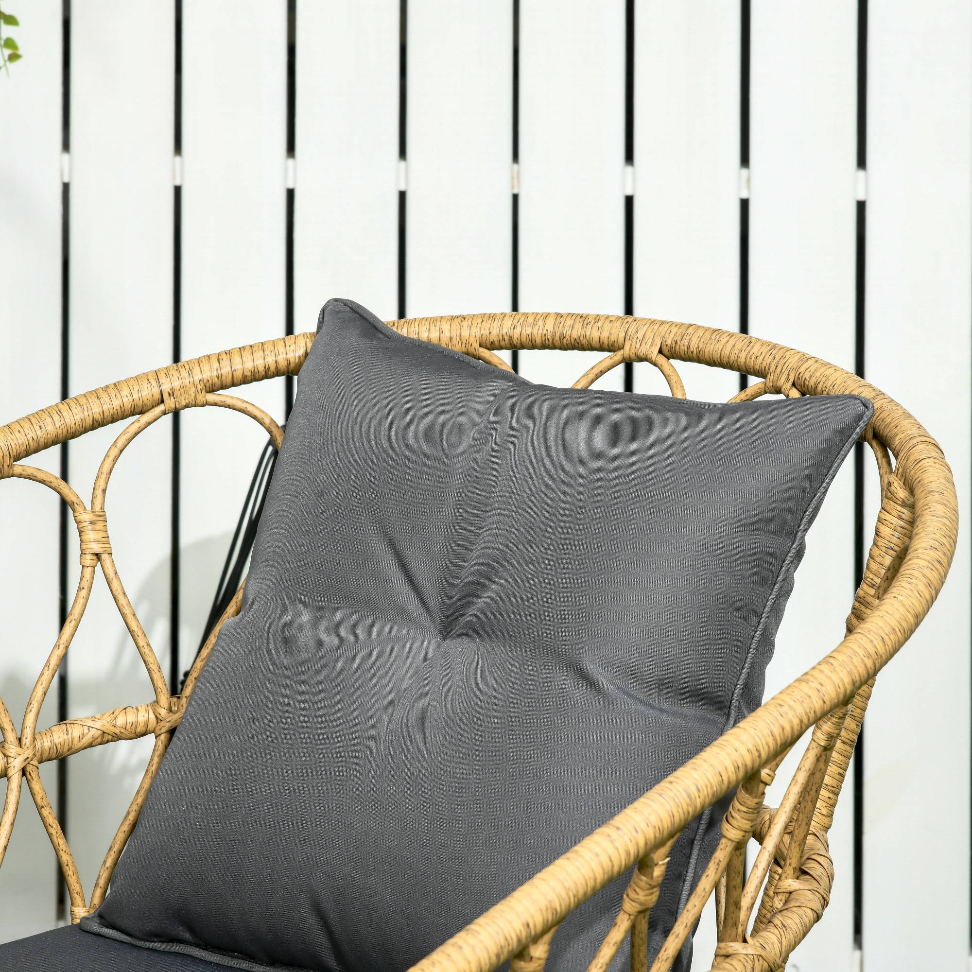 Outsunny - Salon de jardin 4 places 4 pièces style colonial table basse coussins gris inclus résine tressée aspect rotin - Outsunny - Imagen 9