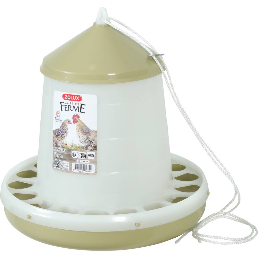 Zolux - Mangeoire silo en plastique vert, capacité 4 kg, basse cour - Imagen 2