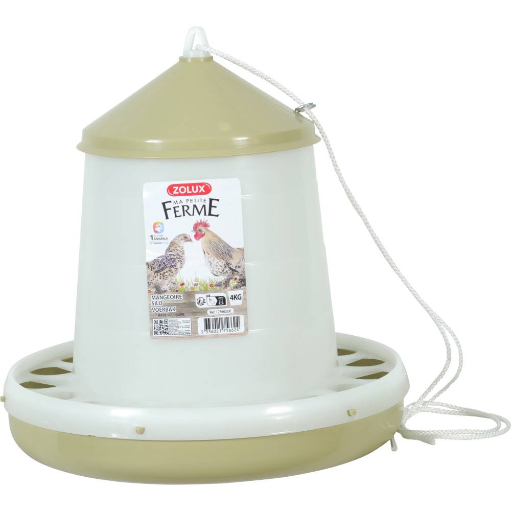 Zolux - Mangeoire silo en plastique vert, capacité 4 kg, basse cour - Imagen 1