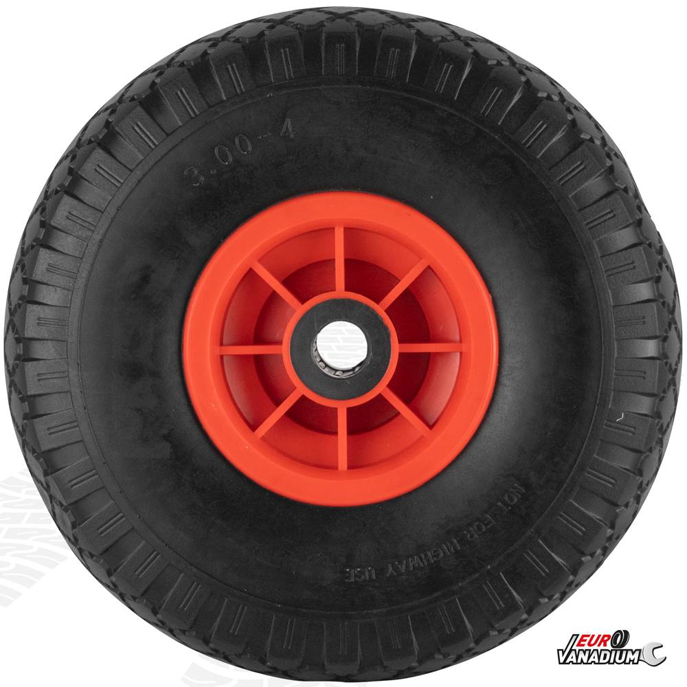 Euro Vanadium - Roue increvable 260 mm (3.00/4) avec axe central et alésage 20 mm pour diable et chariot - Imagen 4