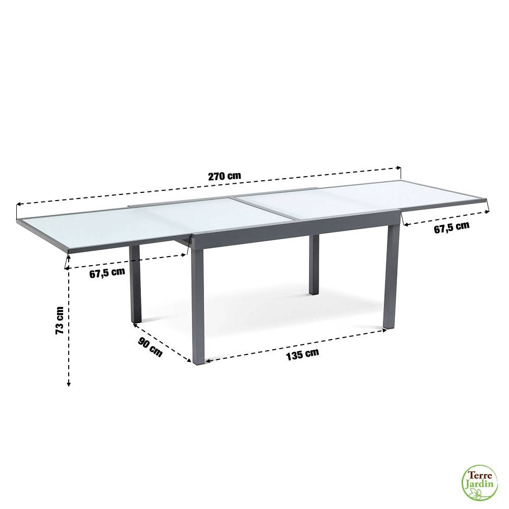Terre Jardin - Table de jardin extensible en verre avec 4 chaises - Imagen 8
