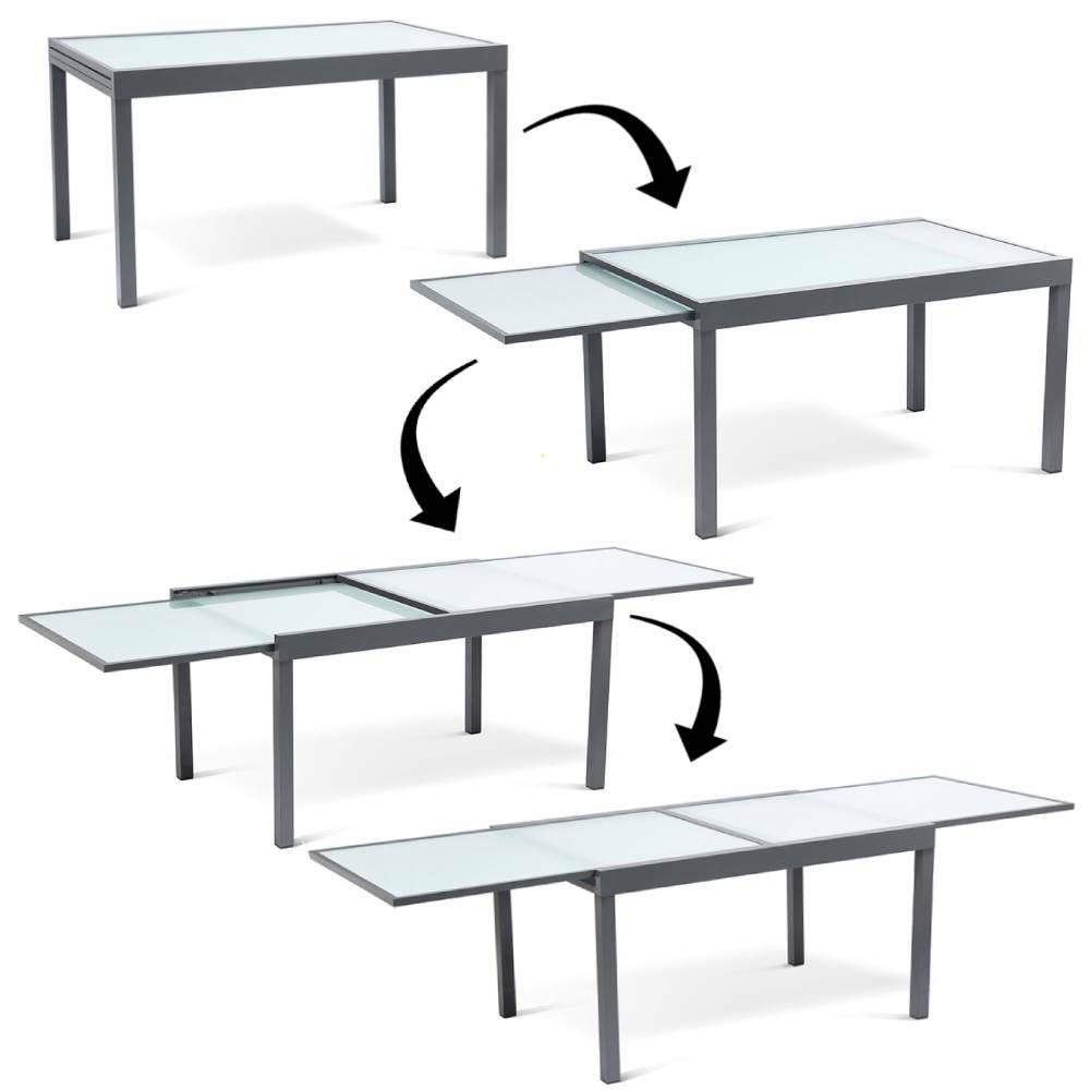 Terre Jardin - Table de jardin extensible en verre avec 4 chaises - Imagen 5