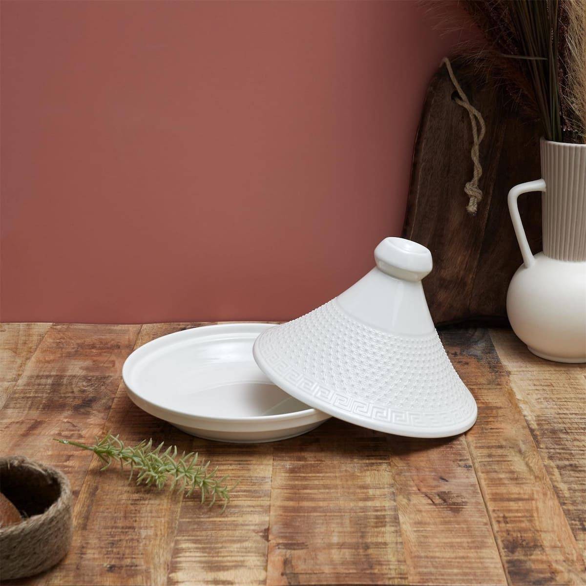 Tajine en céramique coloris blanc (Ø25,5 cm) - - Image 2