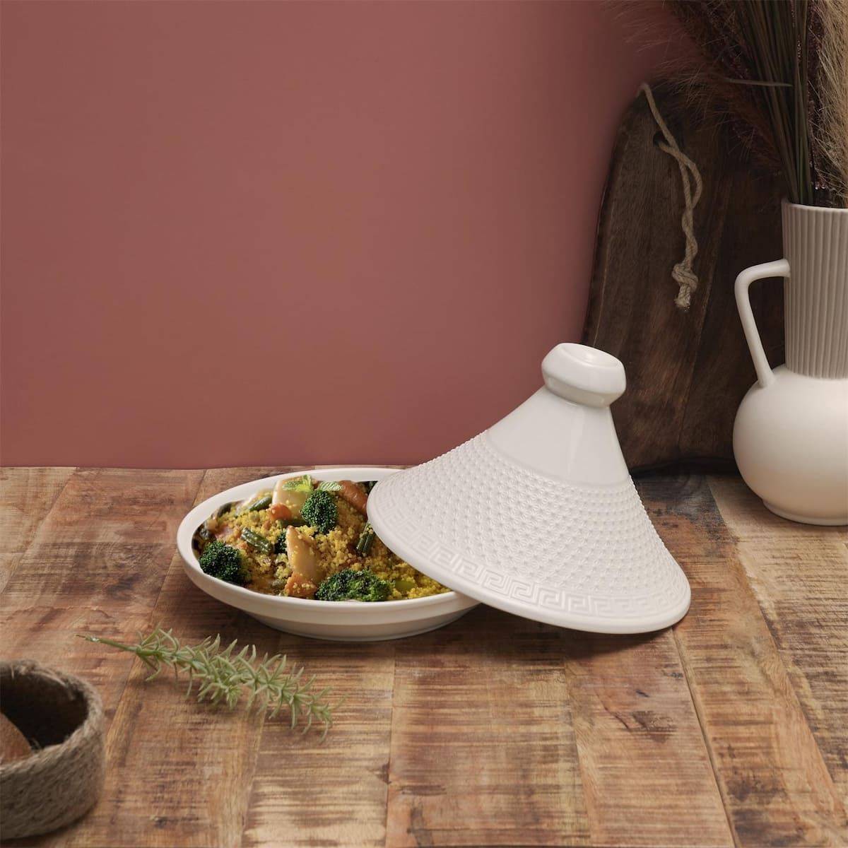 Tajine en céramique coloris blanc (Ø25,5 cm) - - Image 4