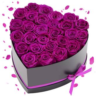 VEVOR Rose Éternelle Fleurs Éternelles Préservées Lot de 27 Boîte en Cœur Violet