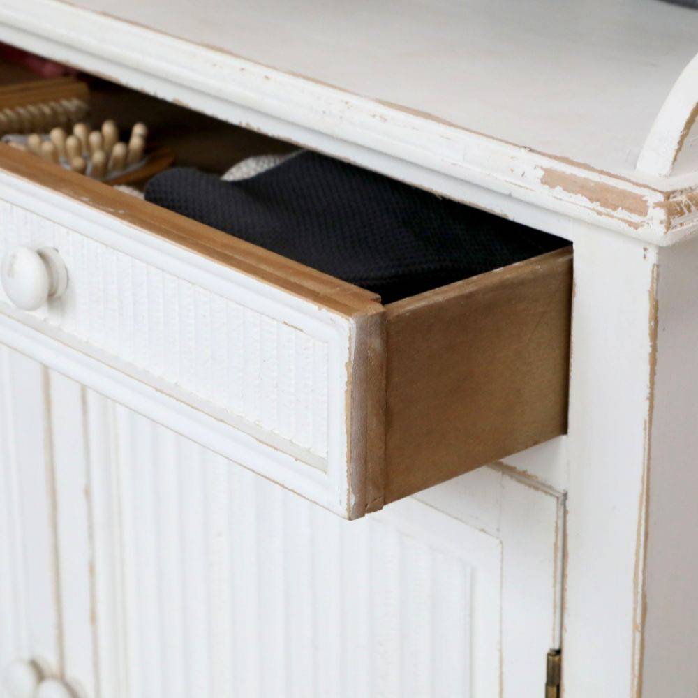 Chemin De Campagne - Meuble d'appoint buffet en bois blanc antique 83 x 41 x 91.5 cm Chemin de campagne - Imagen 4