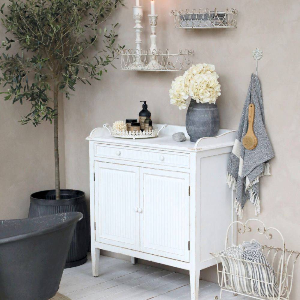 Chemin De Campagne - Meuble d'appoint buffet en bois blanc antique 83 x 41 x 91.5 cm Chemin de campagne - Imagen 2
