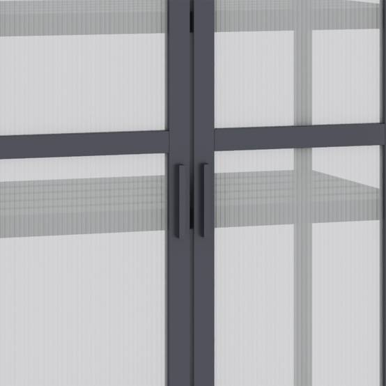 Mini Serre Jardin Bois Gris Balcon Terrasse 3 Étagères Polycarbonate 70x42x132cm - ComfortXL Outdoor Living - Image 8