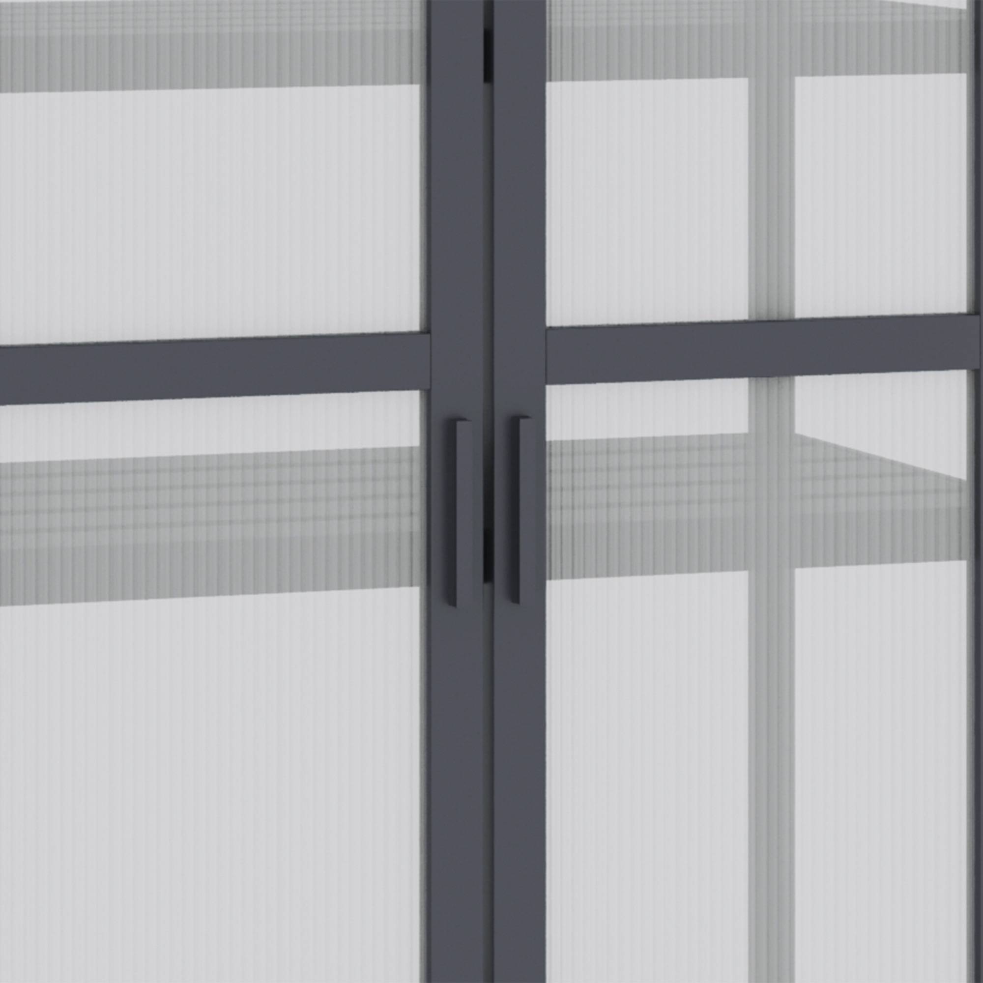 Mini Serre Jardin Bois Gris Balcon Terrasse 3 Étagères Polycarbonate 70x42x132cm - ComfortXL Outdoor Living - Image 8
