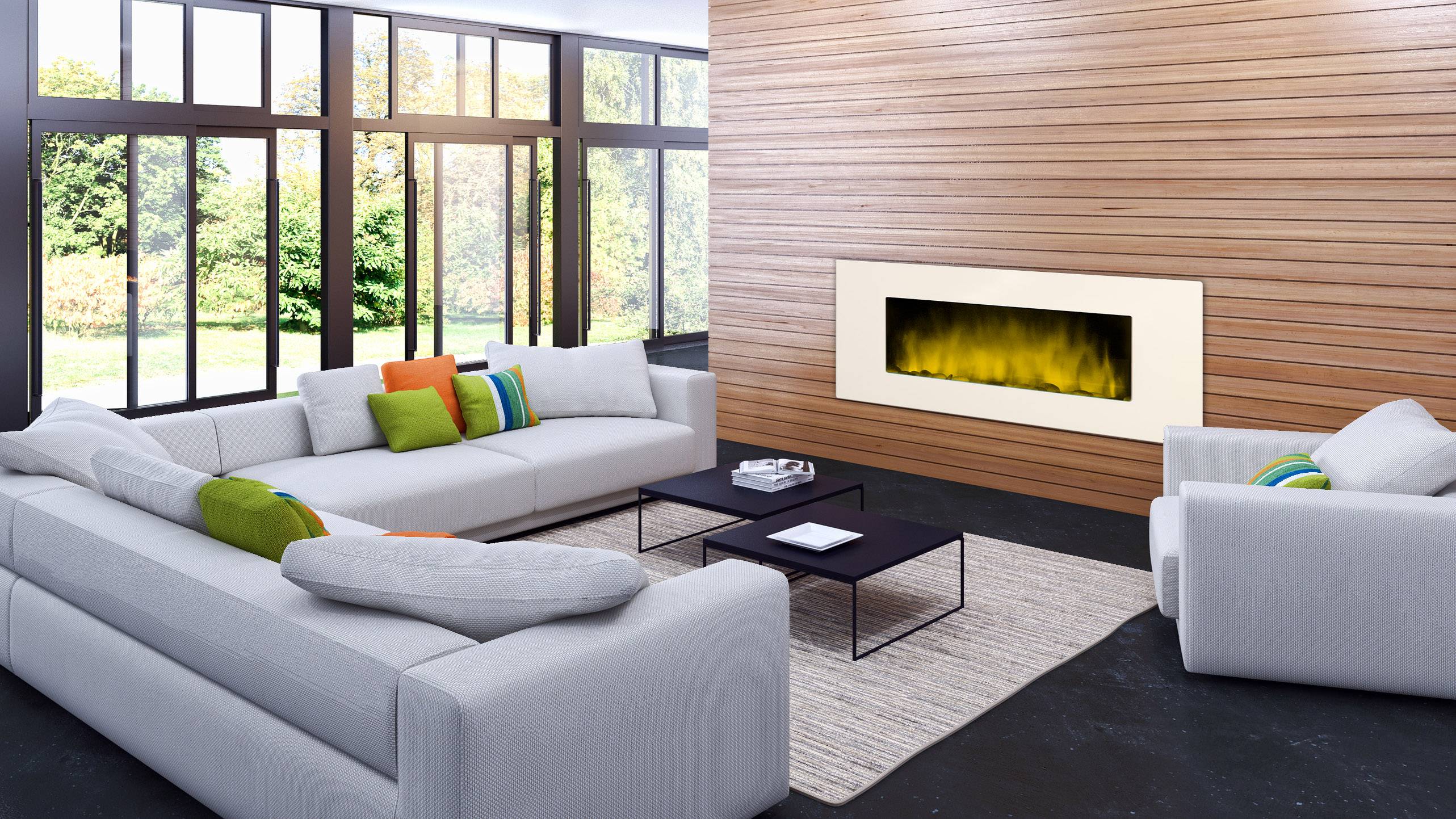 Cheminée électrique Murale White Loft XXL 120 cm Effet Flammes LED Chemin'Arte - Imagen 2