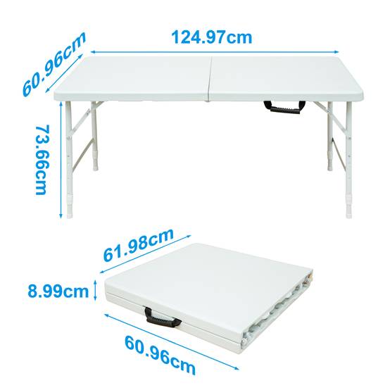 Table pliante fer et plastique blanc 124.97 x 60.96 x 73.66 cm - PANGIVO - Image 2